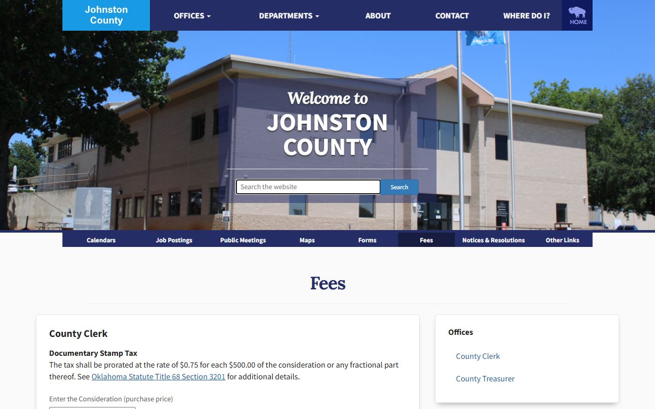 Johnston County fee schedule that applies to County Clerk records, not Court Clerk copies