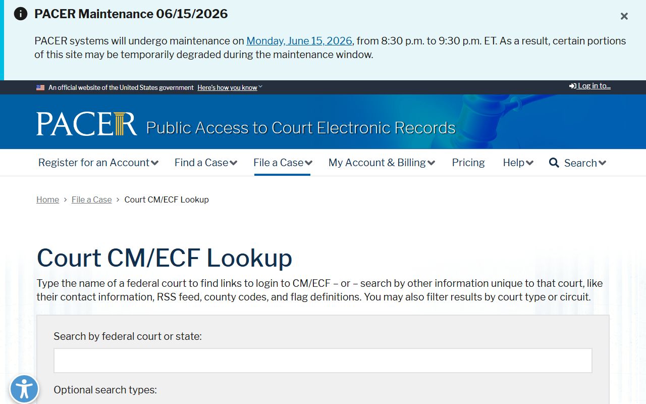 PACER CM/ECF lookup used to reach federal Johnston County court dockets