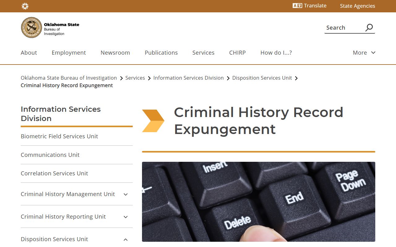 Johnston County criminal court records and the OSBI expungement information page for Oklahoma
